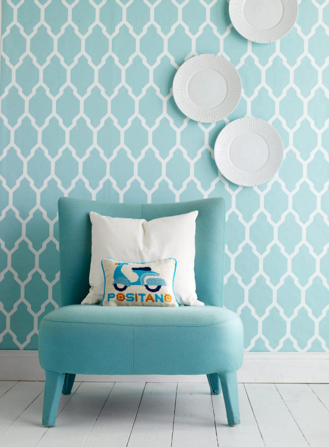 Blue chair pillow plates wall free wallpaper for mobile - medium preview image
