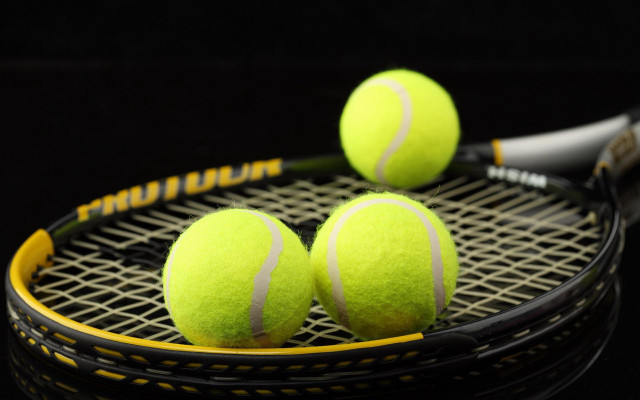 Tennis balls racket black surface free wallpaper for desktop - medium preview image