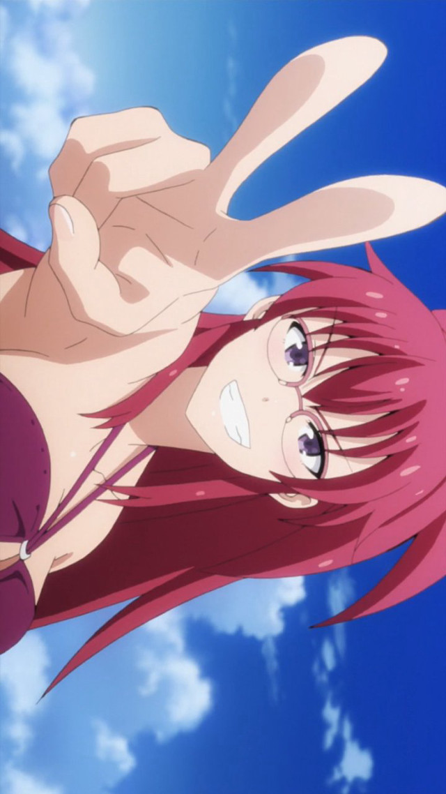 Woman red hair purple dress free wallpaper for mobile - medium preview image