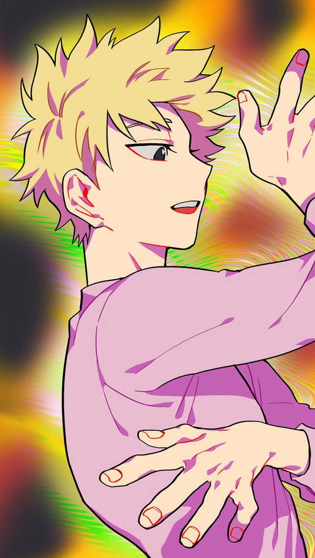 Blonde man pink shirt drawing free wallpaper for mobile - medium preview image