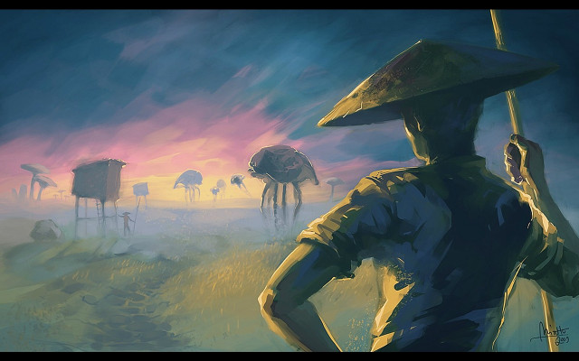 Man hat animals background distance free wallpaper for desktop - medium preview image