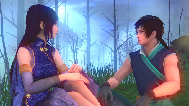 Couple people forest trees grass free wallpaper for desktop - medium preview image