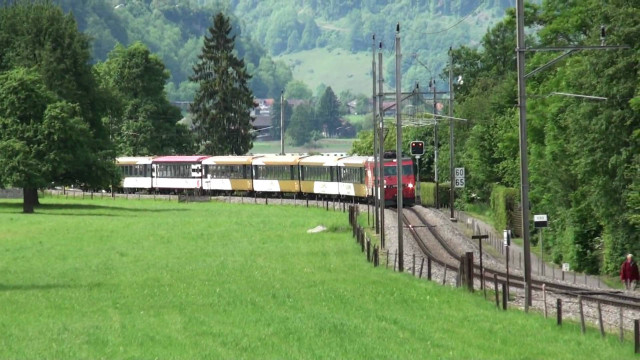 Train green hillside forest path free wallpaper for desktop - medium preview image