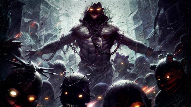 Demonic men forest glowing eyes free wallpaper for desktop - medium preview image