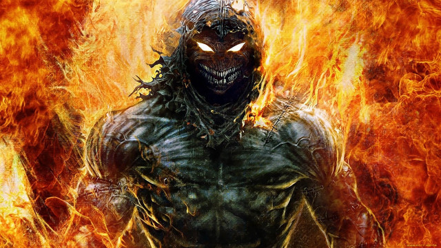 Demonic man flames demon face free wallpaper for desktop - medium preview image