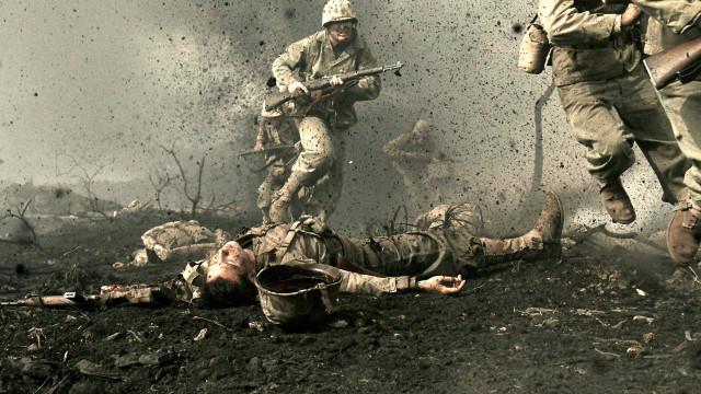 Soldiers running field man laying free wallpaper for desktop - medium preview image