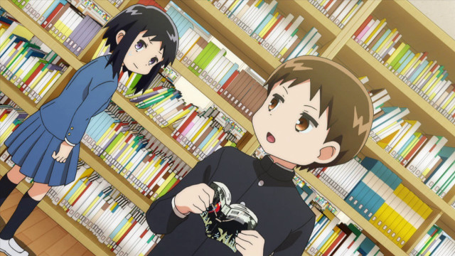 Girls library bookshelf camera foreground free wallpaper for desktop - medium preview image