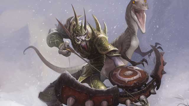 Man riding dinosaur snowy forest #2 free wallpaper for desktop - medium preview image