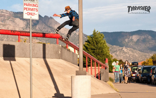 Skateboard man red rail parking free wallpaper for desktop - medium preview image