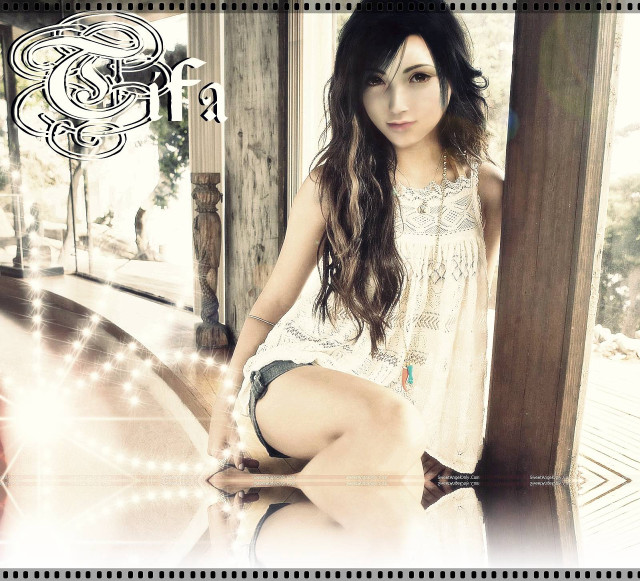 Woman white dress bench light free wallpaper for tablet - medium preview image