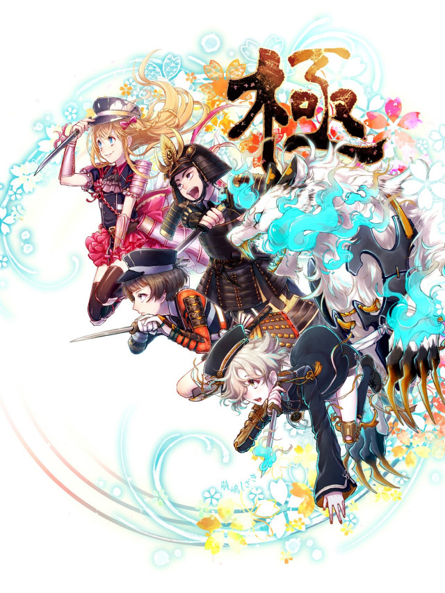 Anime characters flowers swirls blue free wallpaper for mobile - medium preview image