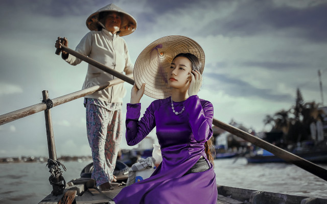 Woman purple dress man white free wallpaper for desktop - medium preview image