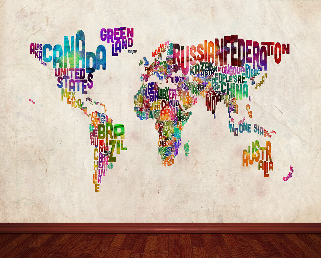 World map words wall wooden free wallpaper for desktop - medium preview image