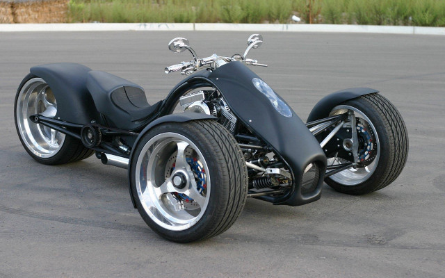 Black motorcycle sidecar parking lot free wallpaper for desktop - medium preview image