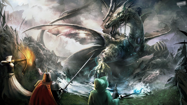 People dragon bow arrow group free wallpaper for desktop - medium preview image