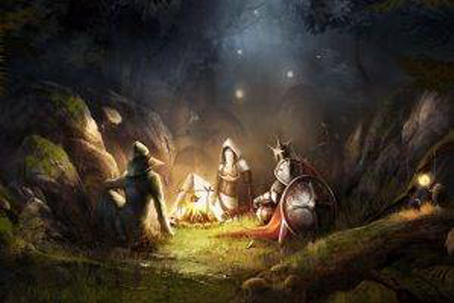 Group fire woods night lights free wallpaper for desktop - medium preview image