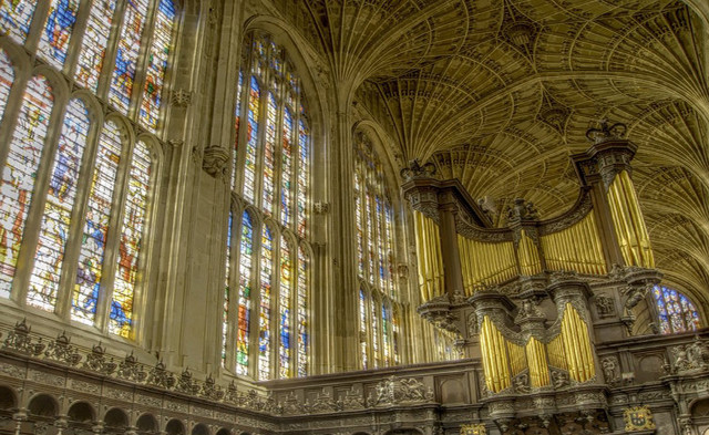Cathedral stainedglass pew gothic architecture free wallpaper for desktop - medium preview image