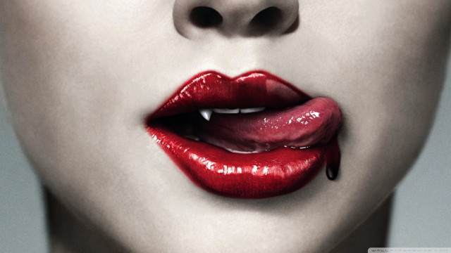 Woman red lipstick dripping lip #2 free wallpaper for desktop - medium preview image