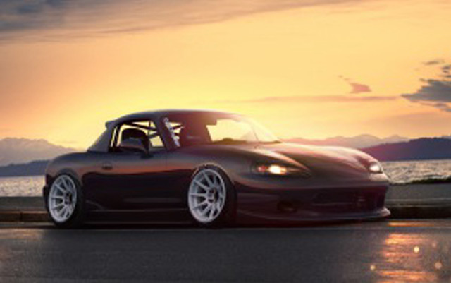 Car parked water sunset dawn free wallpaper for desktop - medium preview image