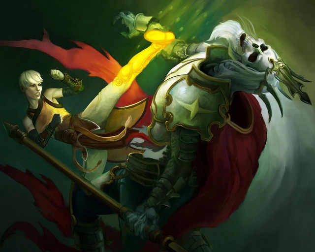 Fantasy armor sword cat green free wallpaper for desktop - medium preview image