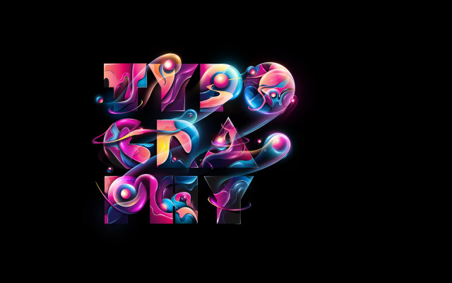 Colorful artistic letter black background free wallpaper for desktop - medium preview image