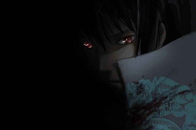 Red eyes holding paper staring free wallpaper for desktop - medium preview image