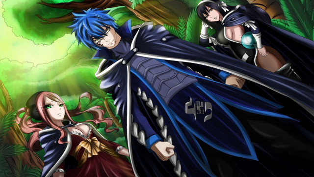 Anime characters forest trees bushes free wallpaper for desktop - medium preview image