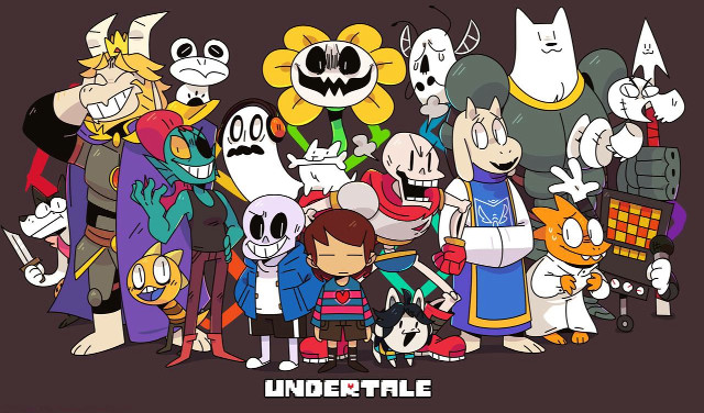 Cartoon characters undertale group dark free wallpaper for desktop - medium preview image