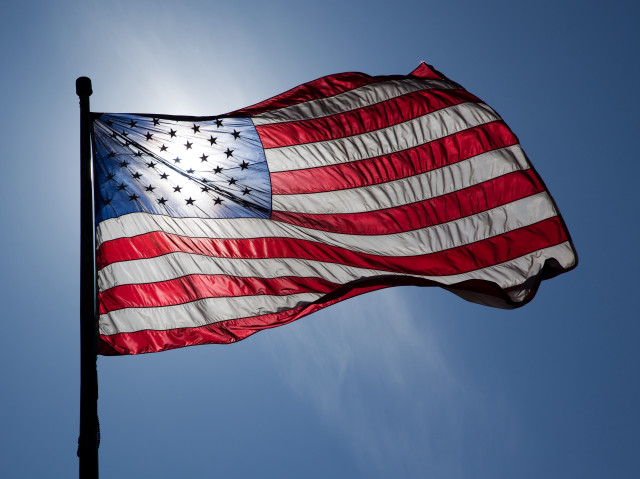 American flag sky sun blue free wallpaper for desktop - medium preview image