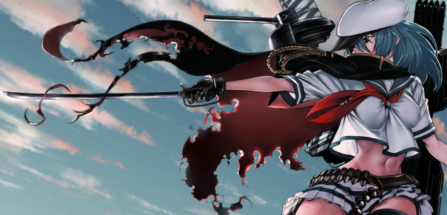 Woman sword blood stained background #2 free wallpaper for desktop - medium preview image