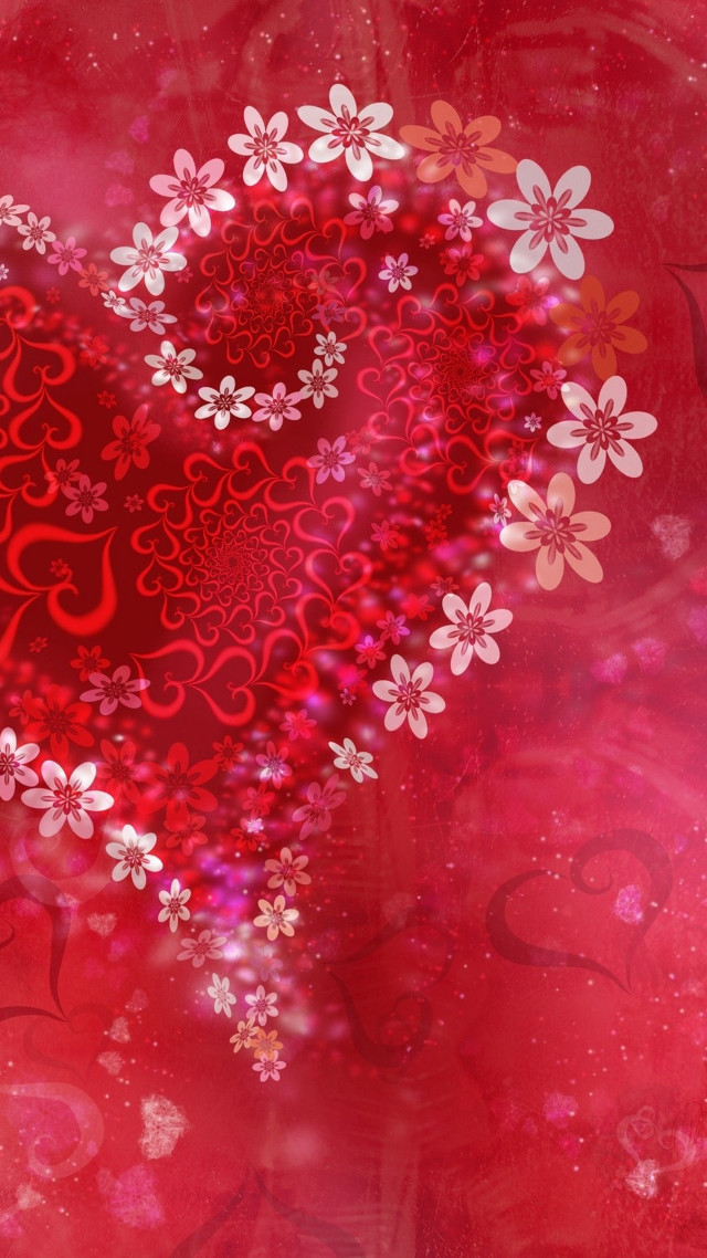 Heart shaped background flowers hearts free wallpaper for mobile - medium preview image