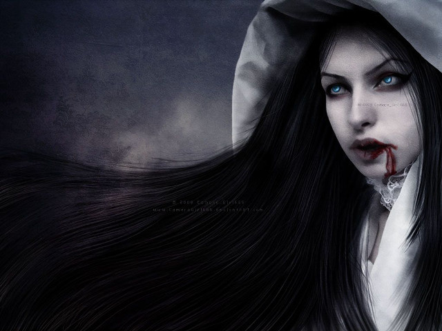 Woman long hair hoodie blood free wallpaper for desktop - medium preview image