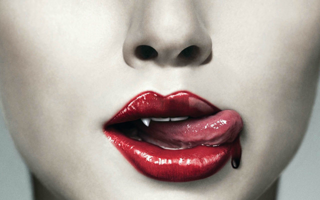 Woman red lipstick dripping blood free wallpaper for desktop - medium preview image