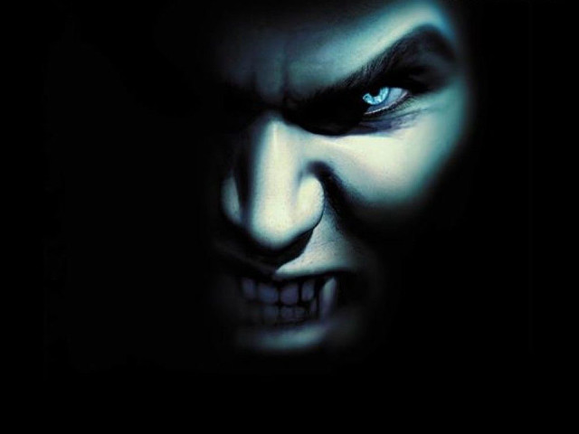 Creepy face blue eyes dark free wallpaper for desktop - medium preview image