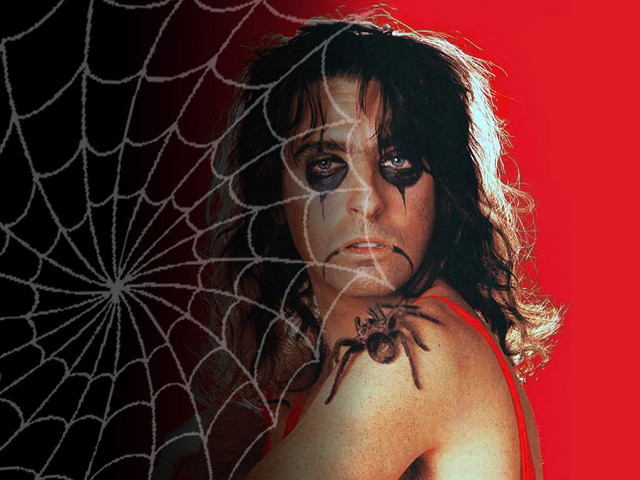 Woman spider web red background free wallpaper for desktop - medium preview image