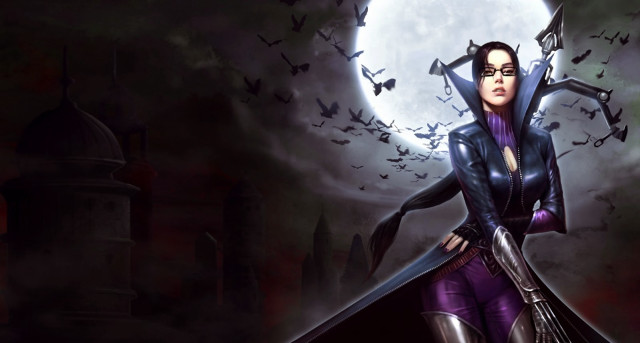Gothic woman purple outfit full free wallpaper for desktop - medium preview image