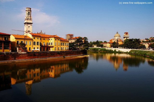 River city buildings clock tower free wallpaper for desktop - medium preview image