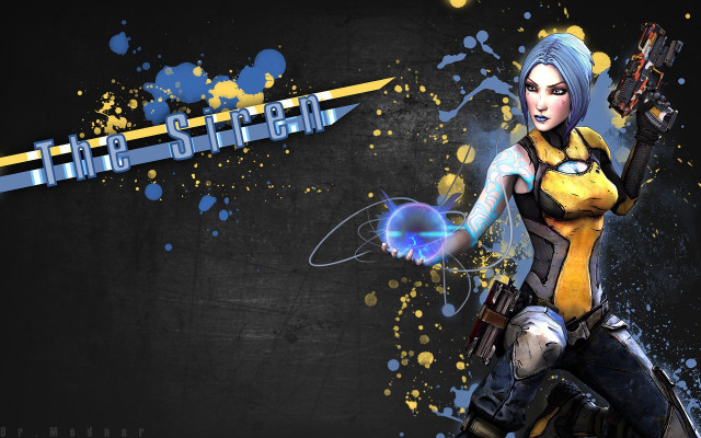 Woman gun ball yellow blue free wallpaper for desktop - medium preview image