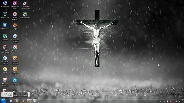 Computer screen jesus cross rain free wallpaper for desktop - medium preview image