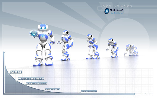 Robot figurines group white surface free wallpaper for desktop - medium preview image