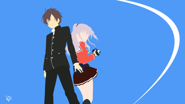 Anime couple characters blue background #6 free wallpaper for desktop - medium preview image
