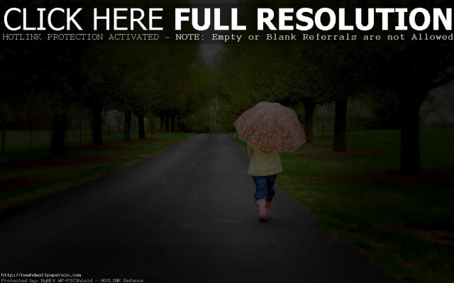 Rainy umbrella walking art photography free wallpaper for desktop - medium preview image