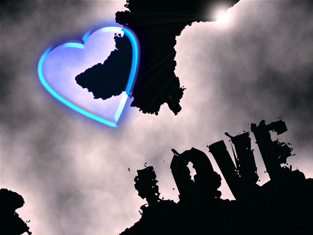 Blue heart neon sign sky free wallpaper for desktop - medium preview image