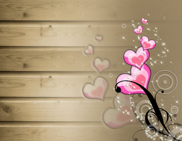 Wooden background hearts swirls pattern free wallpaper for desktop - medium preview image