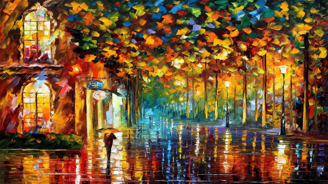 Person umbrella rain canopy trees free wallpaper for desktop - medium preview image