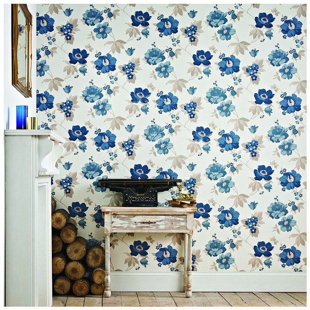 Room table wallpaper blue flowers free wallpaper for tablet - medium preview image