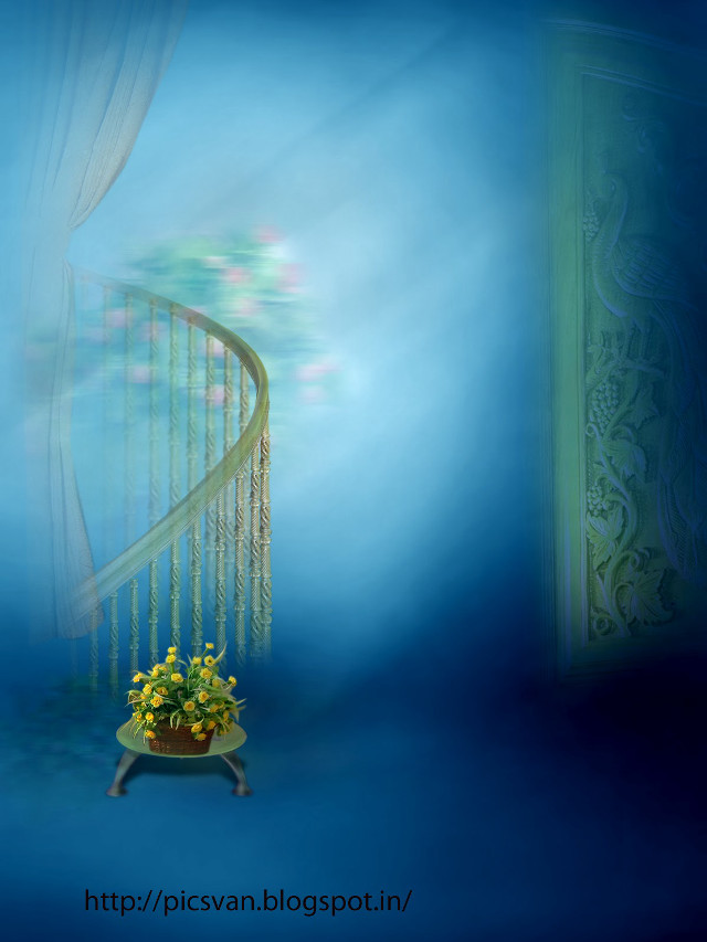 Spiral staircase blue room planter free wallpaper for mobile - medium preview image