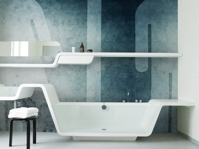 Bathroom bathtub sink mirror stool free wallpaper for desktop - medium preview image