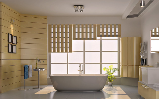 Bathroom large tub window blinds free wallpaper for desktop - medium preview image