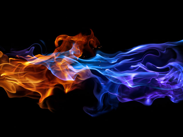 Blue orange fire black white free wallpaper for desktop - medium preview image